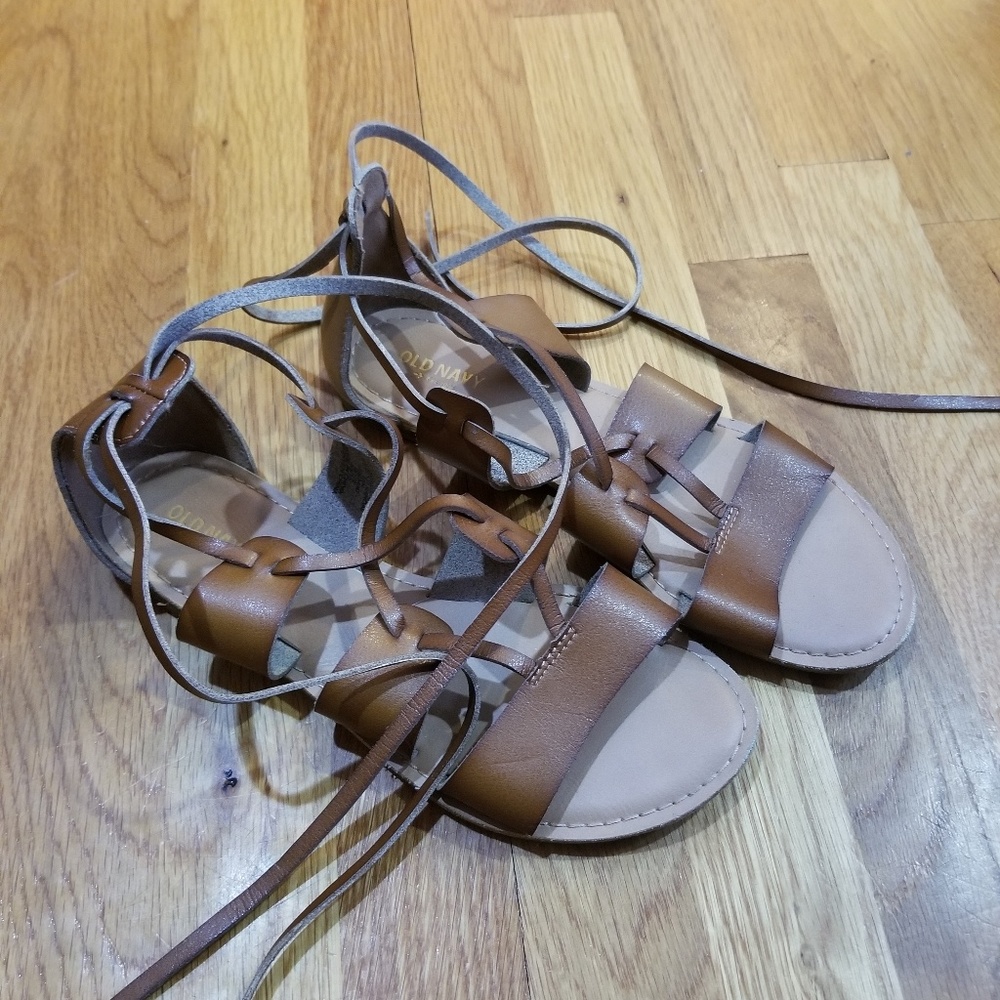 Lace up brown sandals
